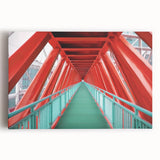 Stretched canvas artwork showcasing a beautifully designed landscape bridge, featuring vibrant colors and intricate details, perfect for enhancing home decor.