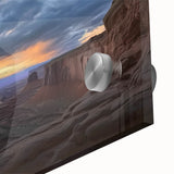 Vibrant acrylic glass artwork showcasing a stunning landscape of canyons with rich colors and intricate details, perfect for modern home decor. Ideal for art enthusiasts and nature lovers.