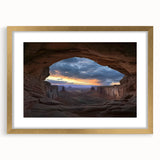 Framed landscape artwork showcasing vibrant canyons with a gold mat, perfect for home decor. Ideal for adding a touch of elegance to any living space.