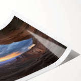 Stunning landscape print showcasing vibrant canyons in rich earth tones, elegantly rolled for display or framing, perfect for enhancing home decor.