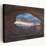 Stretched canvas artwork showcasing a vibrant landscape of canyons in rich earth tones, ideal for home decor. Perfect for nature lovers and art enthusiasts.