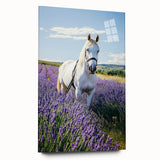 Acrylic glass artwork showcasing an idyllic countryside landscape, viewed from the side, highlighting vibrant colors and serene details, perfect for home decor.