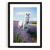 Elegant black-framed landscape artwork depicting a serene countryside scene with a white mat, ideal for enhancing home decor and creating a calming atmosphere.