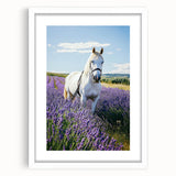 Framed landscape artwork showcasing a serene countryside scene, set in a sleek white mat and frame, ideal for home décor and art enthusiasts.