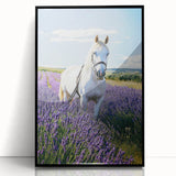 Framed acrylic landscape artwork depicting a serene countryside scene with rich greens and a blue sky, presented in a sleek black frame, ideal for home decor.