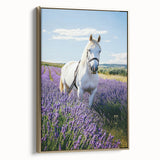 Framed canvas artwork showcasing a serene countryside landscape with vibrant colors, set in an elegant gold frame, ideal for enhancing home decor.