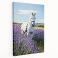 Countryside landscape stretched canvas art with vibrant green fields and a serene blue sky, showcasing a peaceful rural scene. Perfect for home decor.