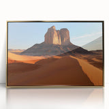 Framed acrylic artwork showcasing a vibrant desert landscape with golden hues, ideal for modern home decor. Perfect for adding a touch of elegance to living spaces.