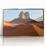 Framed acrylic artwork showcasing a vibrant desert landscape in silver tones, perfect for modern home decor. Ideal for adding a touch of nature-inspired elegance to any room.