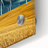 Close-up of a vibrant acrylic landscape artwork depicting rolling green fields under a bright blue sky, showcasing fine details and rich colors, ideal for home decor.