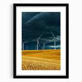 Black-framed landscape artwork featuring vibrant green fields, a serene horizon, and a stylish mat, perfect for enhancing home decor and showcasing nature's beauty.