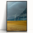 Framed acrylic artwork depicting a serene landscape of lush green fields under a bright blue sky, with a sleek black frame enhancing its modern aesthetic. Ideal for home decor or office spaces, this captivating piece adds a touch of nature to any environment.