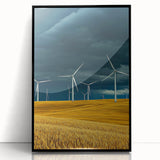 Framed acrylic artwork depicting a serene landscape of lush green fields under a bright blue sky, with a sleek black frame enhancing its modern aesthetic. Ideal for home decor or office spaces, this captivating piece adds a touch of nature to any environment.