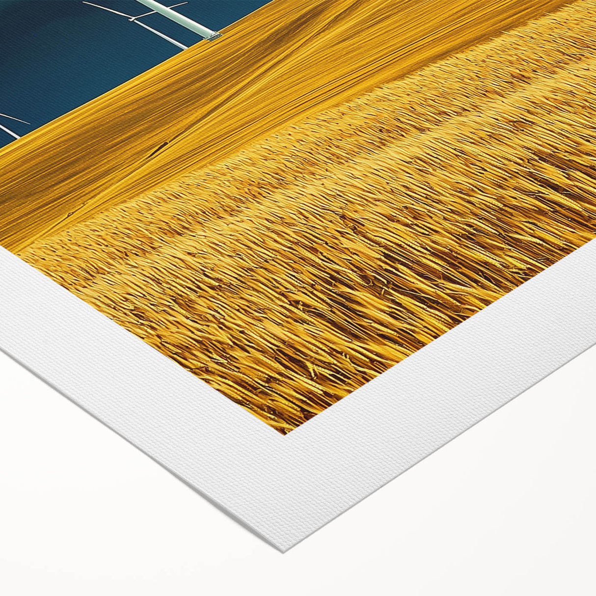 Vibrant landscape canvas print showcasing rolling green fields under a bright blue sky, expertly rolled and ready for framing, perfect for home decor enthusiasts.