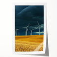 Vibrant rolled print showcasing a beautiful landscape of lush green fields under a clear blue sky, elegantly packaged in a protective tube for safe delivery.