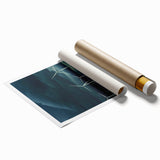 Vibrant rolled canvas print showcasing a stunning landscape design with lush green fields under a bright blue sky, elegantly packaged in a durable cardboard tube for safe delivery.