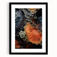 Extra large abstract art print featuring colorful, textured elements on canvas, ideal for living room decor.