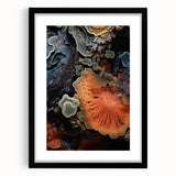 Extra large abstract art print featuring colorful, textured elements on canvas, ideal for living room decor.
