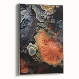 Landscape painting on framed canvas featuring a vintage-style depiction of natural elements in muted earth tones.