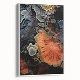 Extra large framed canvas featuring vintage poster art of colorful, natural close-up elements on a white background.