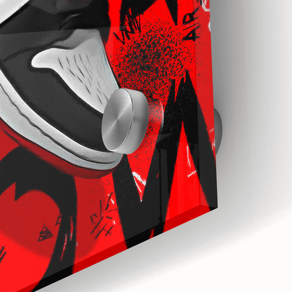 Bold Pop Art Wall Art - Red and Black Canvas with Sneaker Design