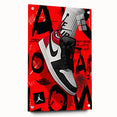 Bold Pop Art Wall Art - Red and Black Canvas with Sneaker Design