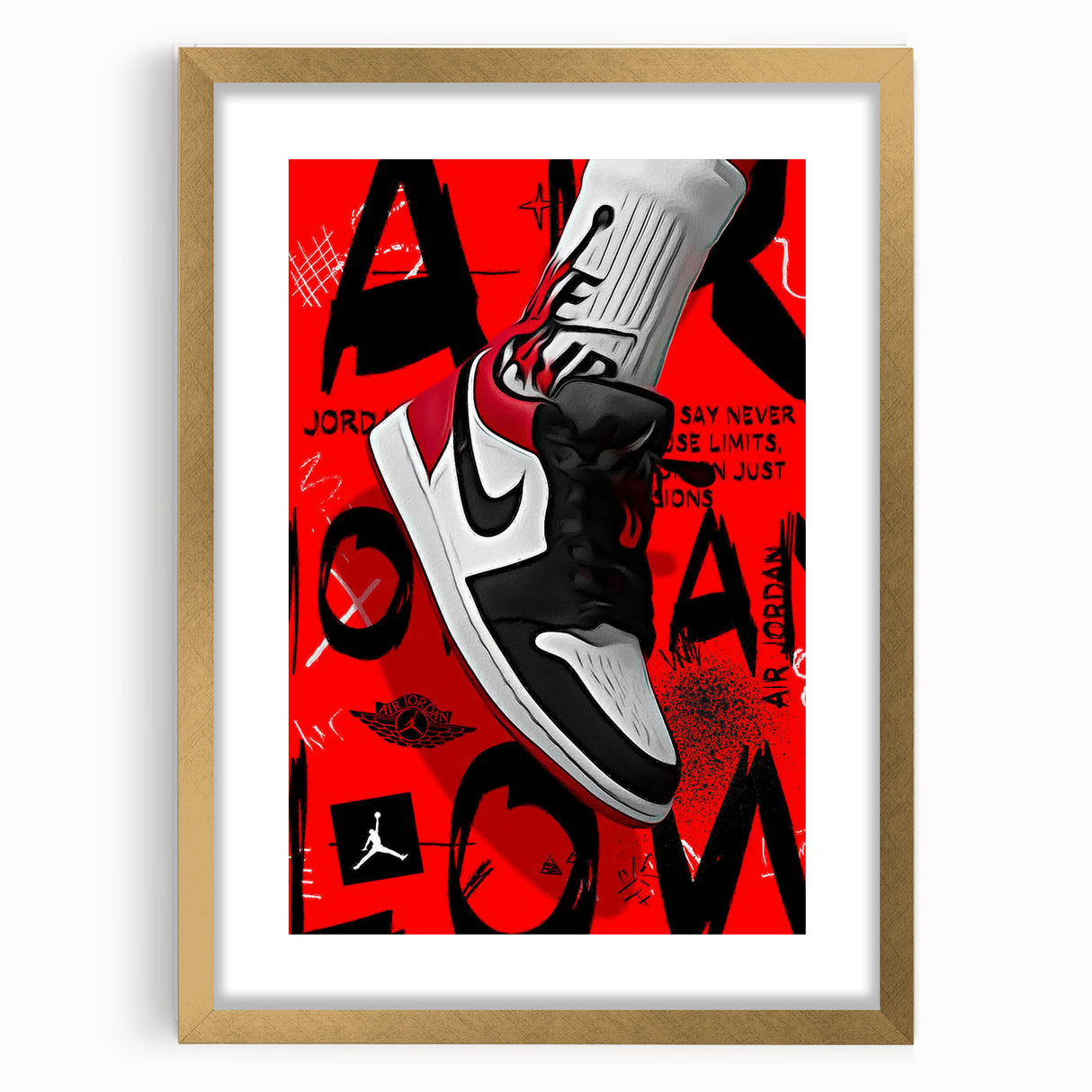 Bold Pop Art Wall Art - Red and Black Canvas with Sneaker Design