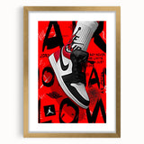 Bold Pop Art Wall Art - Red and Black Canvas with Sneaker Design