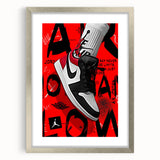 Bold Pop Art Wall Art - Red and Black Canvas with Sneaker Design