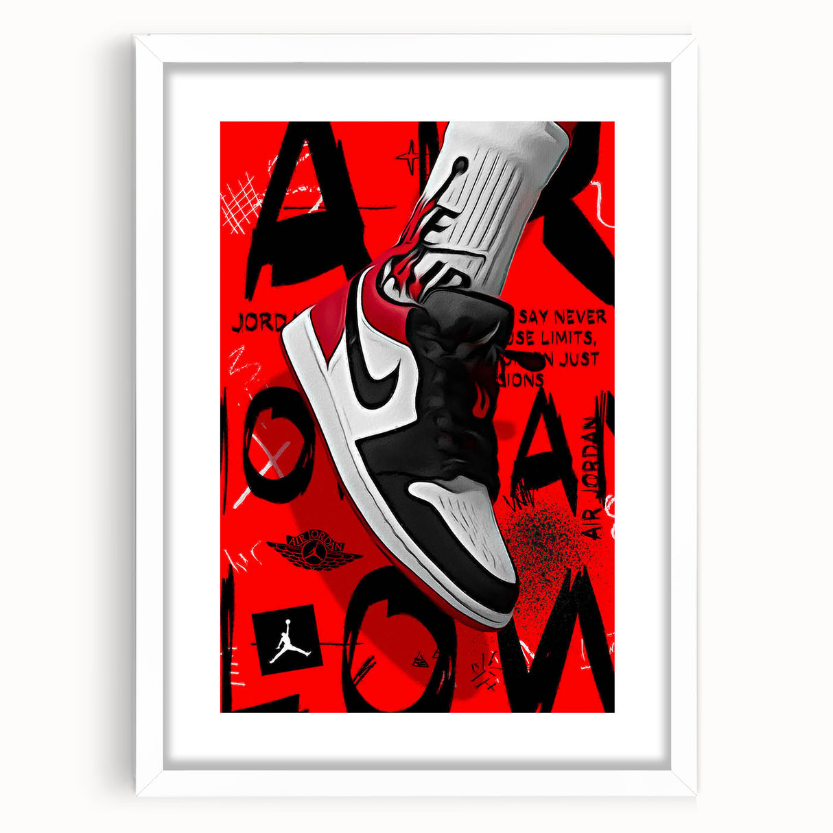 Bold Pop Art Wall Art - Red and Black Canvas with Sneaker Design