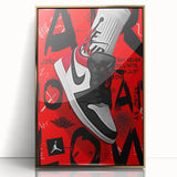 Bold Pop Art Wall Art - Red and Black Canvas with Sneaker Design