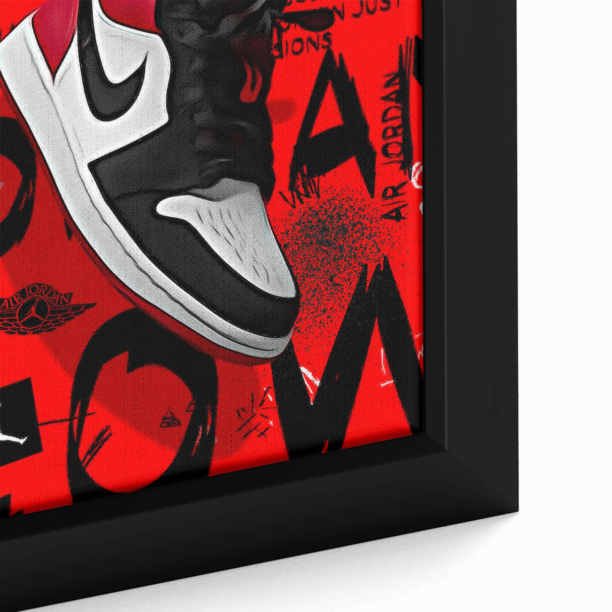 Bold Pop Art Wall Art - Red and Black Canvas with Sneaker Design