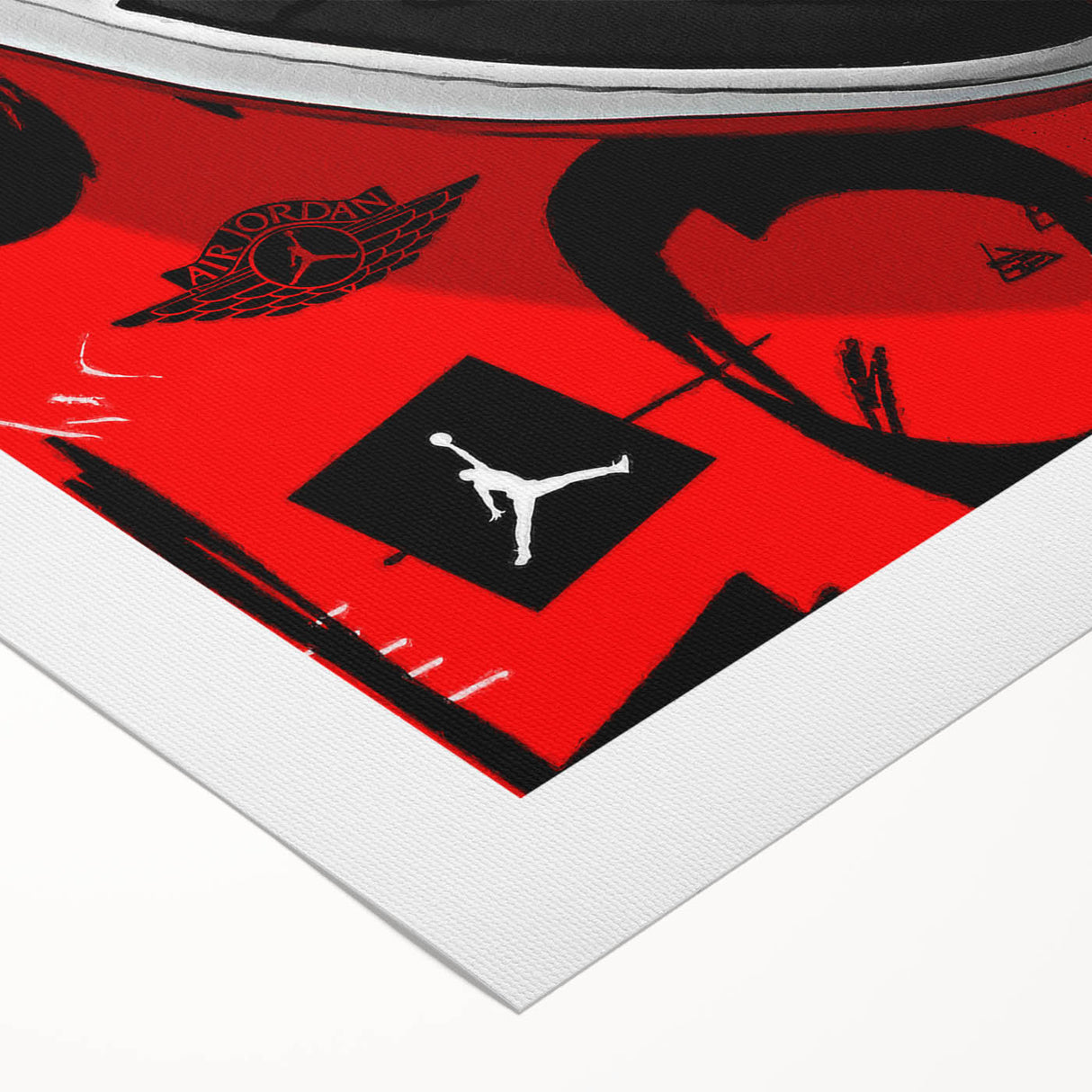 Bold Pop Art Wall Art - Red and Black Canvas with Sneaker Design