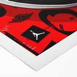 Bold Pop Art Wall Art - Red and Black Canvas with Sneaker Design