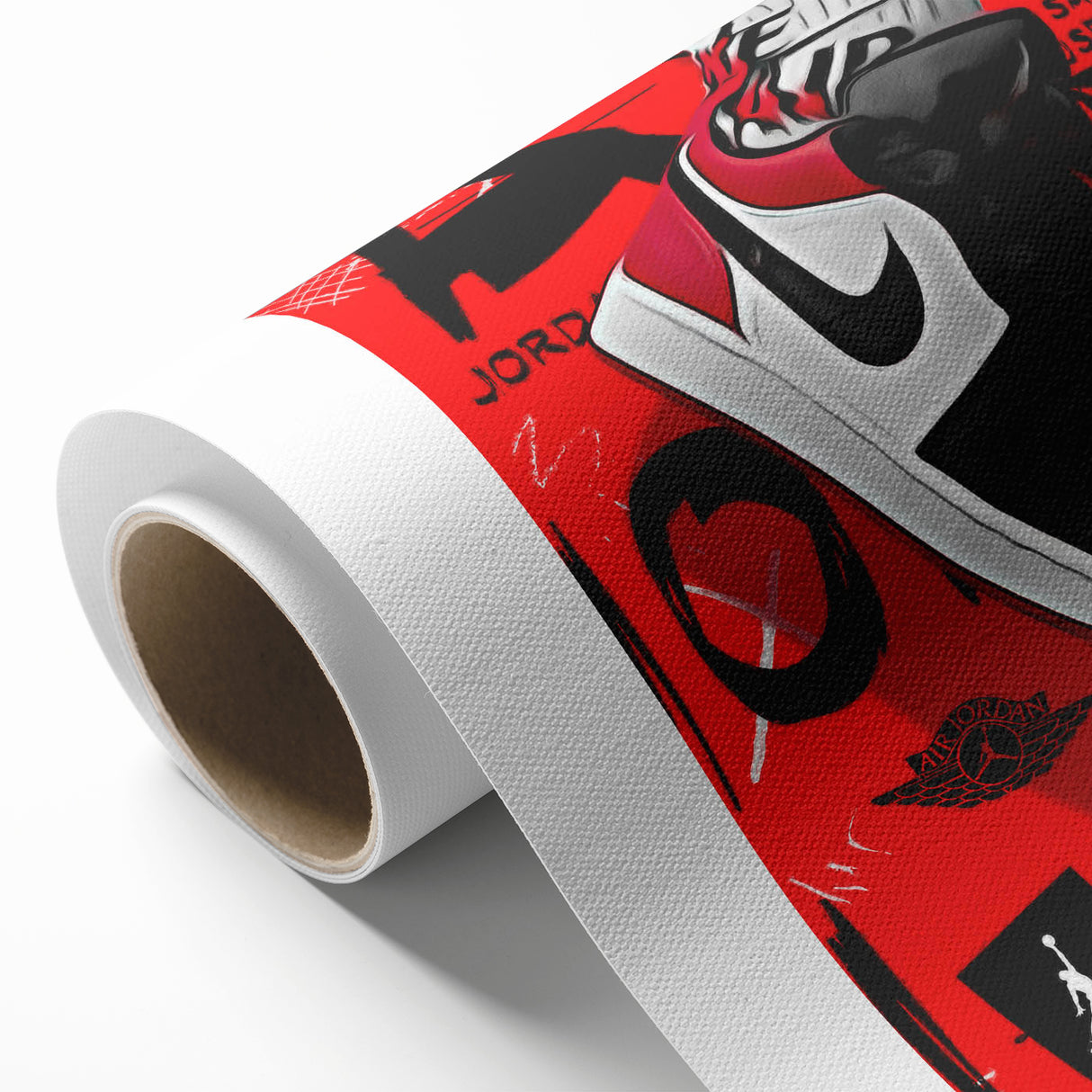 Bold Pop Art Wall Art - Red and Black Canvas with Sneaker Design