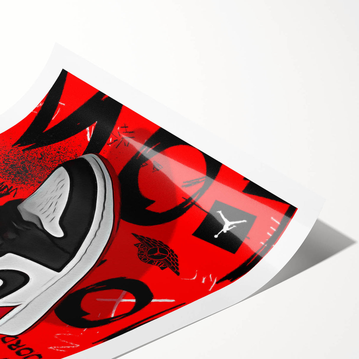 Bold Pop Art Wall Art - Red and Black Canvas with Sneaker Design