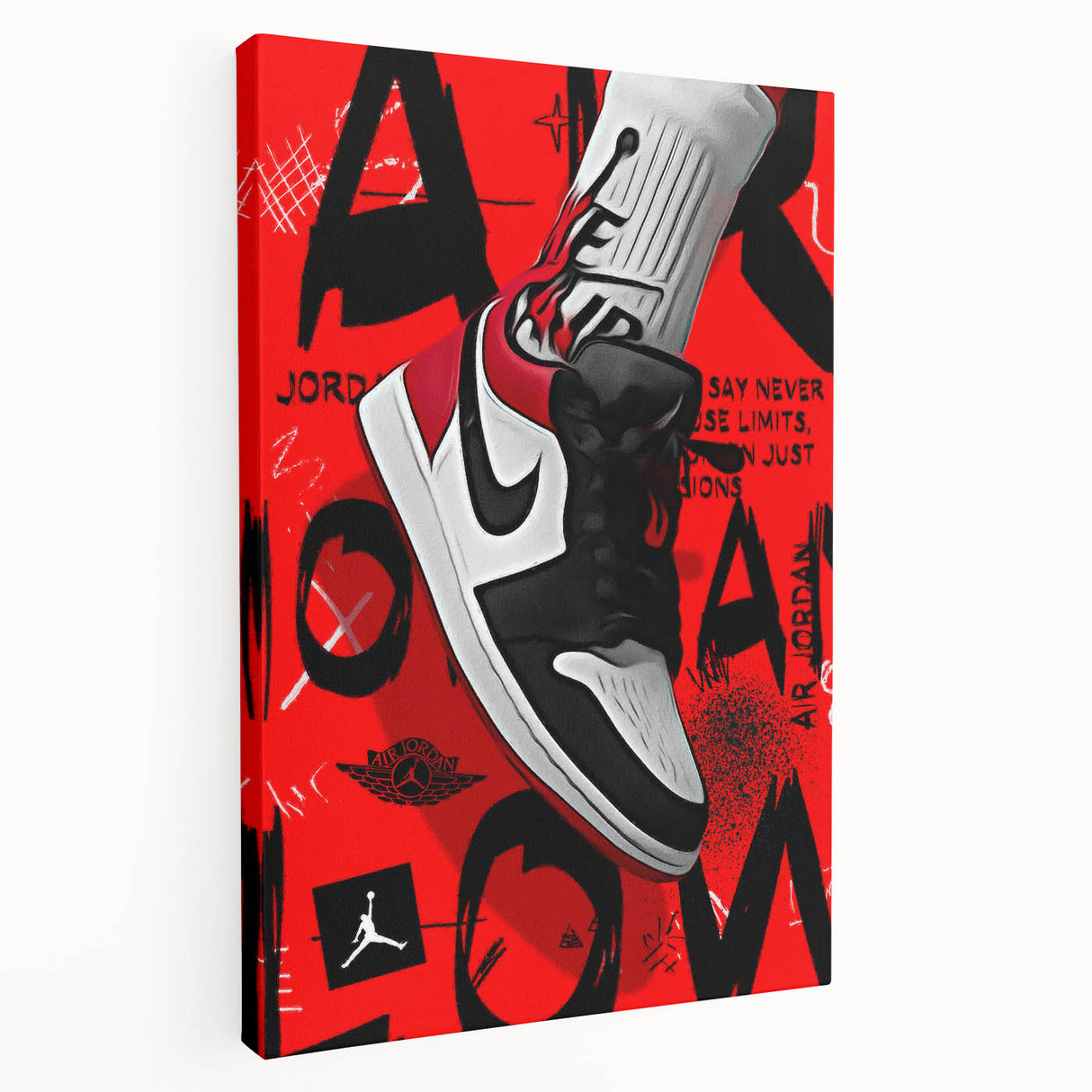 Bold Pop Art Wall Art - Red and Black Canvas with Sneaker Design