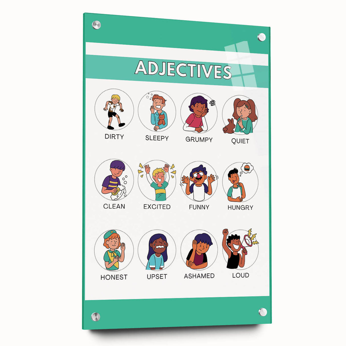 Kids Educational Wall Art - Adjectives Learning Chart