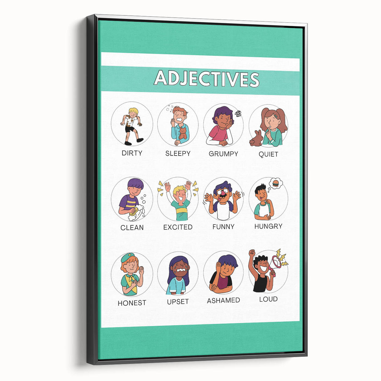 Kids Educational Wall Art - Adjectives Learning Chart