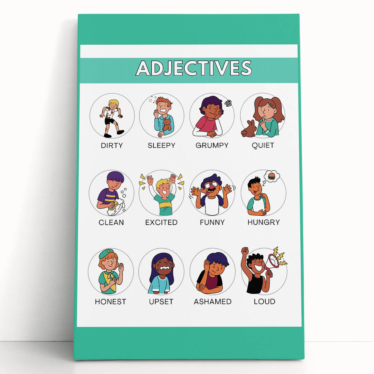 Kids Educational Wall Art - Adjectives Learning Chart