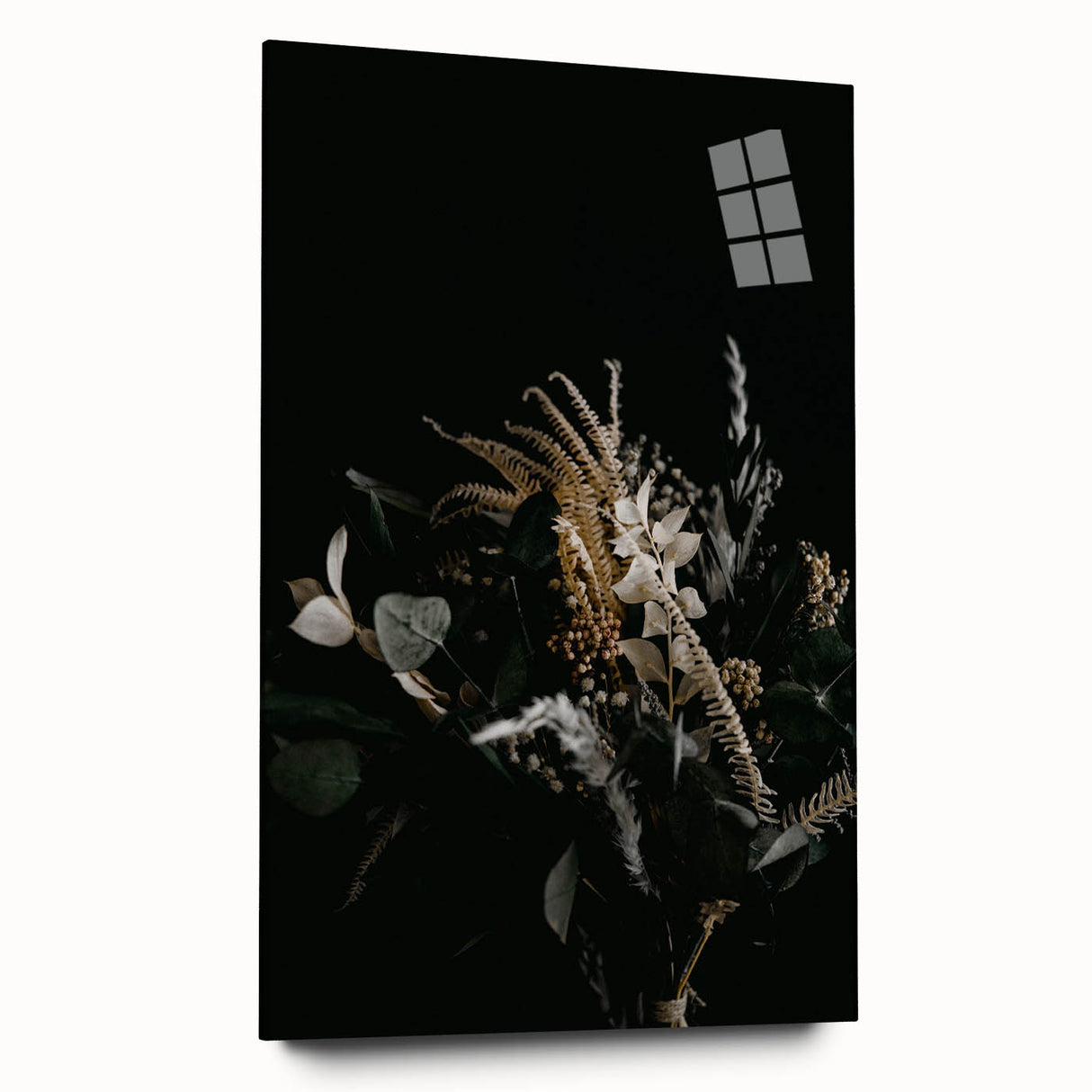 Large abstract wall art in autumn hues on acrylic glass, ideal for bedroom or dining room decor.