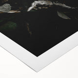 Art deco poster featuring an autumnal scene with orange and brown tones on rolled canvas, suitable for dining room decor.