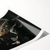 Extra large rolled print featuring line art flowers in autumn hues, ideal for large living room wall art.