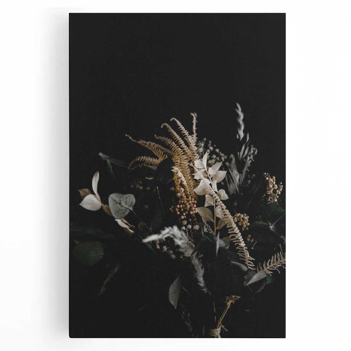 Black and white stretched canvas featuring a large tree in autumn, ideal for kitchen wall art.