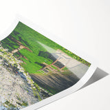 Extra large wall art featuring line art flowers in black on white, rolled print format, suitable for large living room decor.