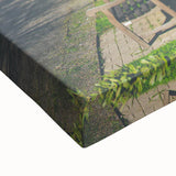 Large art of a black and white landscape painting on stretched canvas, ideal for bedroom decor.