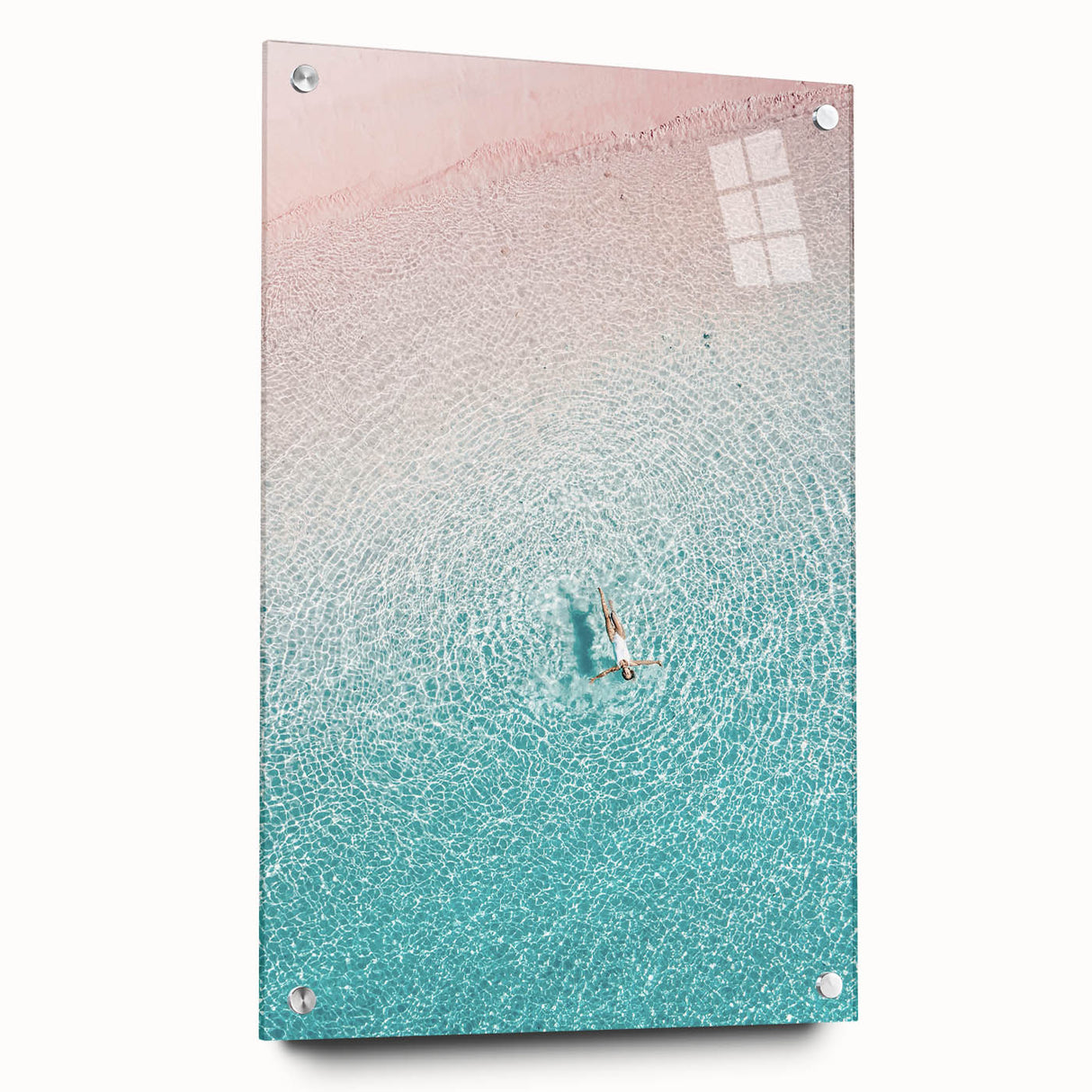 Large abstract wall art depicting summer seasons in vibrant hues on acrylic glass, suitable for bedroom or dining room decor.