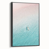 Black and white vintage poster art of a summer landscape on framed canvas, suited for bedroom decor.