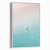 Vintage poster art of summer theme on extra large framed canvas, featuring vibrant colors, ideal for living room decor.