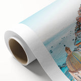 Art deco poster featuring a stylized summer scene in pastel shades on rolled canvas, ideal for nursery wall art.